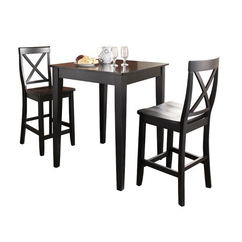 3pc Pub Dining Set With X Back Stools, Pub Dining Table And Chairs