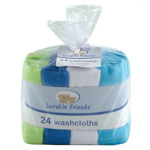Luvable Friends Baby Boy Super Soft Bundle Washcloths, Blue, One Size - 1 of 1