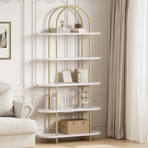5-Tier Bookshelf, 71Inch Tall Arched Bookcase, Freestanding Open Storage Rack Shelf for Bedroom, Living Room - 1 of 4
