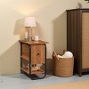 FURNIinspire End Tables Natural Cherry Finish Side Table Living Furniture Sofa Table Narrow Night Stand for Home Office, Brown, 15.5"*23.5"*36" - 4 of 4