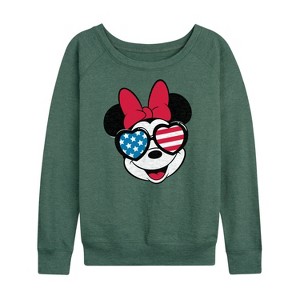 Women's - Disney - Americana Lightweight French Terry Wide Neck Long Sleeve Shirt - 1 of 4