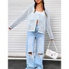 Womens Lightweight Crochet Cardigan Tie Front Shrugs Knit Cardigan Crop Tops Long Sleeve Mesh Sweaters Summer Beach Cover Up - Light Blue S - 4 of 4