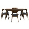 47.2" Mid Century Modern 5-Piece Dining Set,Walnut Rectangular Table with 4 Upholstered Chairs for Kitchen Dining Room-Baofuwish - 2 of 4