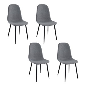 Simple Relax Set of 4 Upholstered Dining Side Chairs with Metal Legs in Grey and Sandy Black - 1 of 4