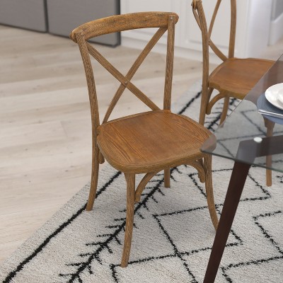 Dark Natural High Cross Back Wooden Side Chair
