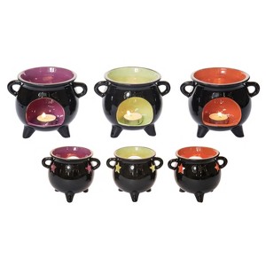 Transpac Ceramic Cauldron Tea Light Candle Holder Set of 3 Halloween Home Decorations - 1 of 1