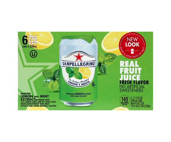 Sanpellegrino Sparkling Fruit Beverages Lemone e Menta/Lemon Mint - 6pk/11.15 fl oz Cans