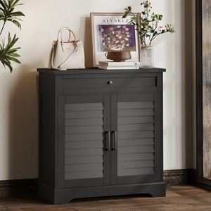 ORRD 16-Pair Shoe Cabinet with Drawer, Freestanding Entryway Storage Organizer for Living Room & Bedroom, White - 1 of 4