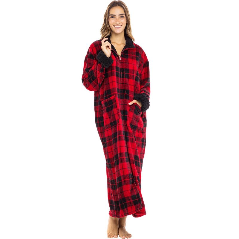 Women's Zip Up Fleece Robe, Soft Warm Plush Oversized Zipper Bathrobe, 4 of 9