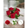 Attop Artificial Flowers, 50 Pcs Dark Red Foam Fake Roses Bulk with Stems for Decoration Celebration DIY - 3 of 4