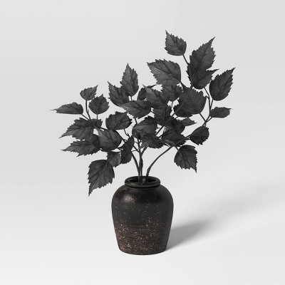 Large Leaves in Pot Arrangement Artificial Plant Black - Threshold&#8482;