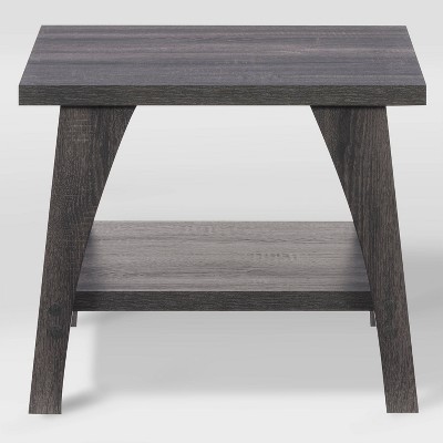 CorLiving Hollywood Side Table with Lower Shelf Dark Gray: Modern MDF Accent Table, Laminated Finish, Fixed Shelf