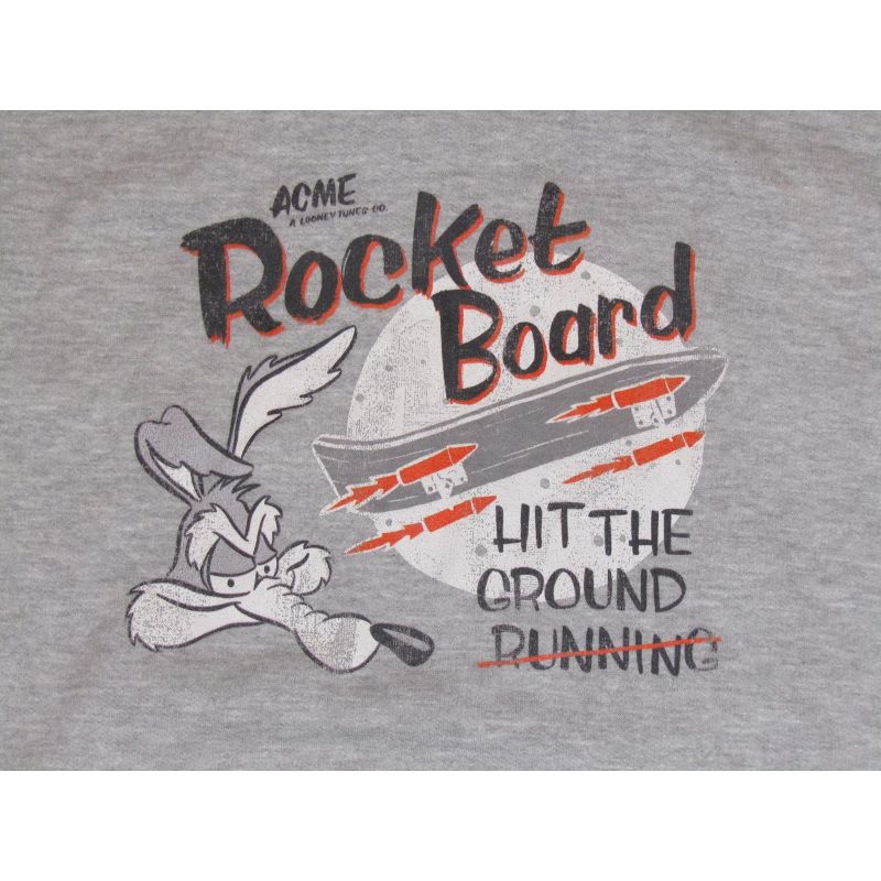 Looney Tunes Wile E. Coyote Rocket Board Men's Heather Grey Graphic Hoodie-, 2 of 3