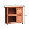 LAOTIES 2-Story Rabbit Hutch for Outdoor,Bunny Cage with Run,No-Leak Removable Trays,Non-Slip Ramp And Waterproof Roof for Small Animals - 2 of 4