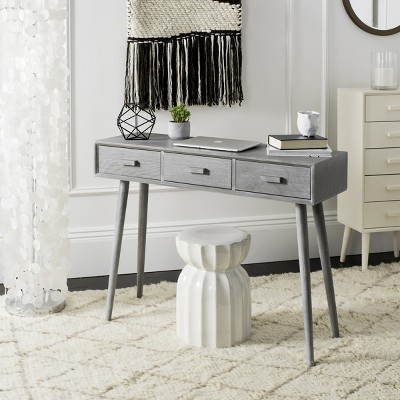 Slate Grey Pine Wood 3-Drawer Console Table
