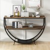 GlasFlength Console Tables Rustic Industrial Demilune Table with Metal Shelf Elegant Design for Living Room Entryway, Brown, 48"*14.9"*34.1" - 2 of 4