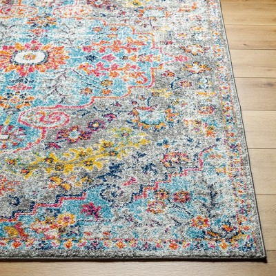 Olivia Gray and Multicolor Synthetic Stain-Resistant Area Rug 3'11" x 5'7"