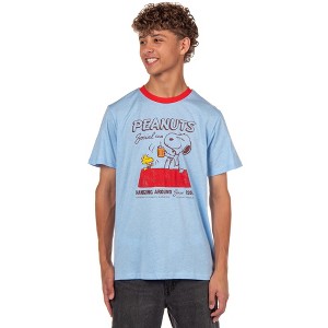 Peanuts Comics T-Shirt Snoopy and Woodstock Social Club Since 1955 Ringer Shirt - 1 of 3