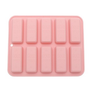 Unique Bargains Candy Moulds 10-Cavity Bar Candy Mould Hand Wash Pink 6.3"x5.12"x0.63" 1 Pc - 1 of 4