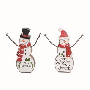 Transpac Christmas Resin Merry Snowman Figurine Set of 2 Christmas Home Decorations - 1 of 1