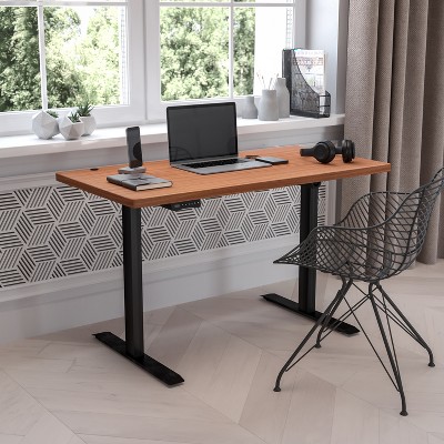 Mahogany Adjustable Height Standing Desk with Steel Frame