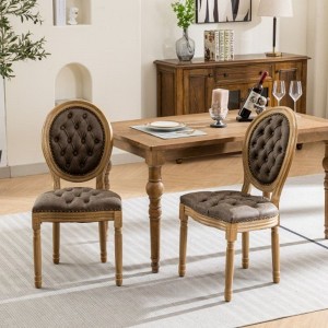 French Country Dining Chairs Set of 2, Farmhouse Chair with Nailhead Trim and Solid Wood Legs - 1 of 4