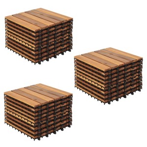 MyDepot 12″?×?12″ Natural Color Wood Interlocking Deck Tiles – Outdoor Patio - 1 of 4