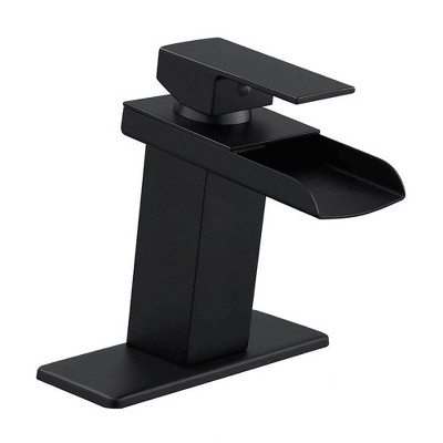 BWE Waterfall Single Hole Single-Handle Low-Arc Bathroom Faucet With Supply Line