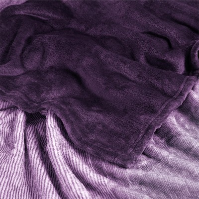 Gradient Purple Faux Fur Fleece Throw Blanket, 50" x 60"