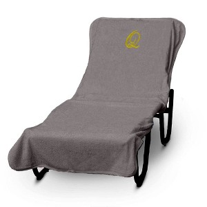 BC BARE COTTON Luxury Hotel & Spa Monogrammed Pool Chaise Lounge Cover, Standard Size 90" X 29" - Gray - Gold Script - 1 of 1