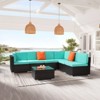 KTMBDW 7 Pieces Outdoor Patio Furniture Sets, Outdoor Sectional Rattan Sofa, Wicker Patio Conversation Set with Cushion, Glass Table, Pillow, Brown - 4 of 4
