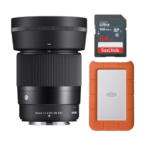 Sigma 30mm F1.4 Contemporary DC DN Lens for Fuji X Mount w/ 1TB Hard Drive Bndl - 1 of 4