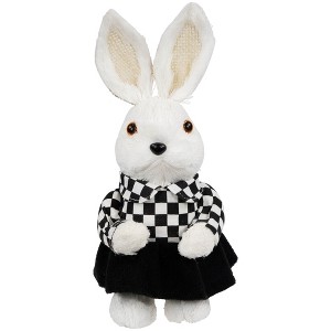 Northlight Girl Easter Rabbit Figurine in Checkered Dress -10" - 1 of 4