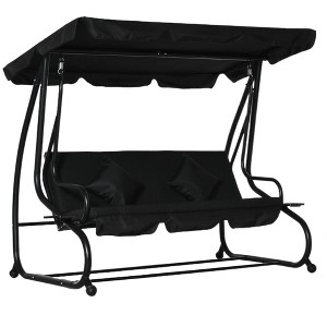Resenkos 3-Seat Swing Chair, Convertible Flatbed Glider With Adjustable Canopy, Wine Red - 1 of 4