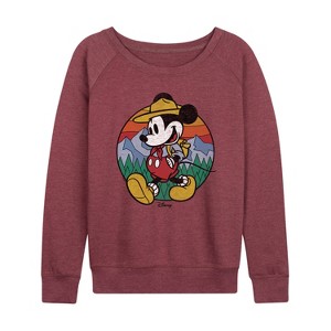 Women's - Disney - Mickey & Friends Lightweight French Terry Wide Neck Long Sleeve Shirt - 1 of 4