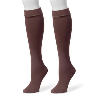 MUK LUKS Women's 2 Pack Fleece Lined Knee High Socks