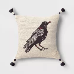 Woven Raven Square Throw Pillow Black - Threshold™