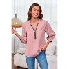 Imily Bela Womens V-Neck Lantern Sleeve Blouse Zipper Design Loose Casual Top Shirts - 4 of 4