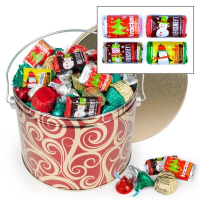 188 pcs Christmas Gift Tin with Hershey's Holiday Chocolate Candy Mix (2.7 lbs)