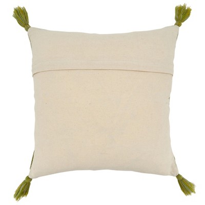 Embroidered Floral Cotton Square Throw Pillow with Down Filling