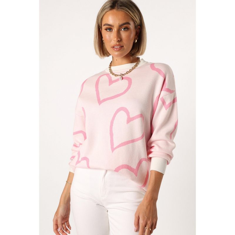 Petal and Pup Womens Gracelynn Heart Knit Sweater, 1 of 7