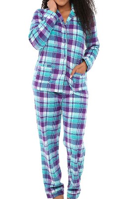 Adr Women's Classic Cotton Flannel Pajamas Set With Pockets