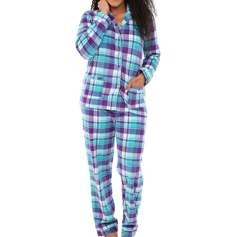 ADR Women's Soft Warm Fleece Pajamas Lounge Set, Long Sleeve Top and Pants, PJ, 1 of 7