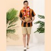 Lars Amadeus Men's Beach Striped Short Sleeve Hawaiian Color Block Button Shirts - 3 of 4