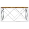 vidaXL Coffee Table Accent Side End Table for Living Room Stainless Steel - Silver and Light Brown Wood - 3 of 4