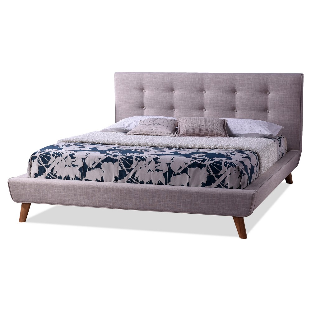 Photos - Bed Frame Full Jonesy Scandinavian Style Mid-Century Fabric Upholstered Platform Bed