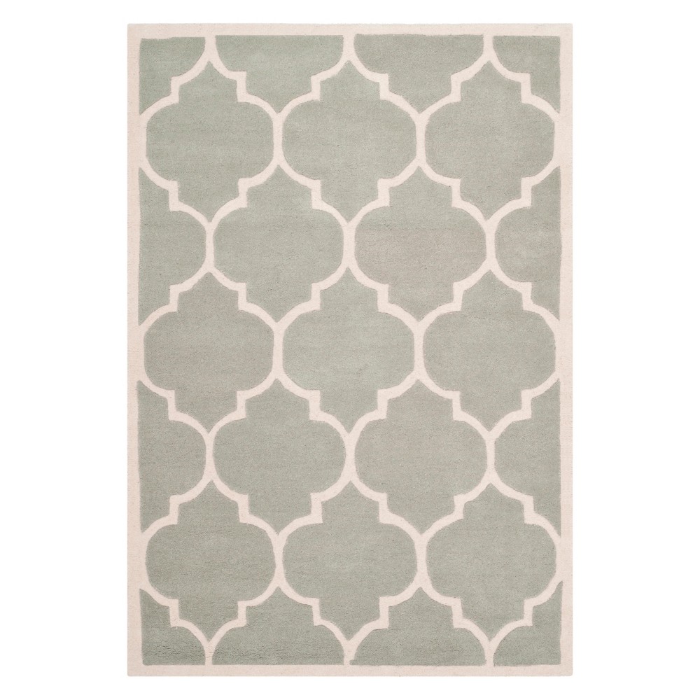 3'x5' Brandy Quatrefoil Design Tufted Area Rug Gray/Ivory - Safavieh