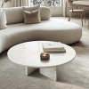 27.6" Round Marble Coffee Table, Upscale Genuine Natural Stone Table with Unique Veining for Living Room - Cuddlewood - 2 of 4