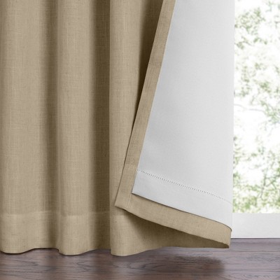 Beige Linen Blackout Pleated Curtain Panel