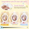 Costzon Kids Vanity Set with Mirror, Stool & Lights, Drawer, 2-in-1 Wooden Makeup Desk, Pretend Play Vanity Table & Chair Set (White) - 2 of 4